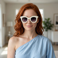 Óculos de Sol BB8001 Redondo Branco - modelo ruiva