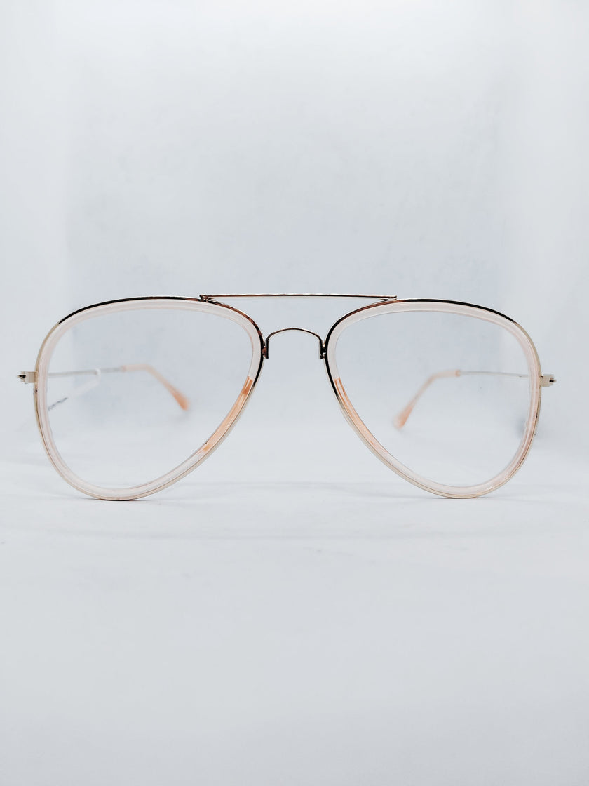 Armação Feminina 3046 aviador rosé - frente com hastes