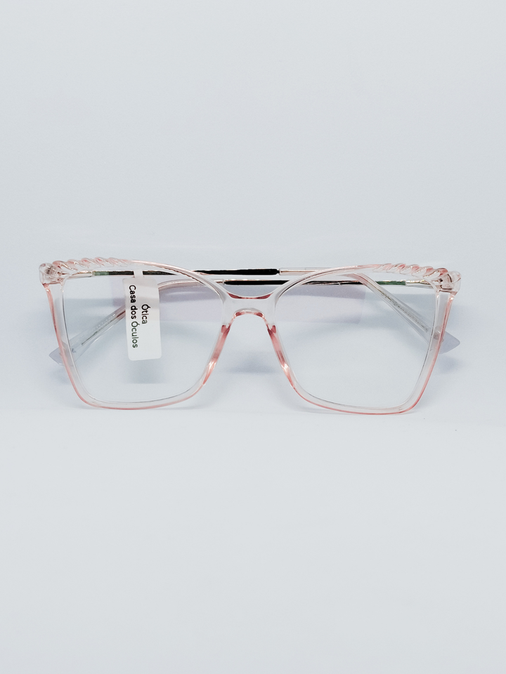 Armação Feminina BR6060 Quadrada Cristal e Rosé - frente