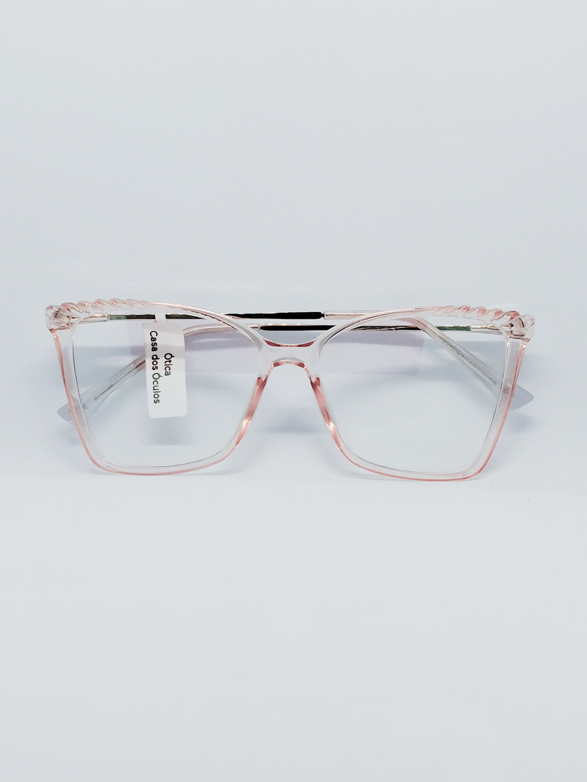 Armação Feminina BR6060 Quadrada Cristal e Rosé - frente