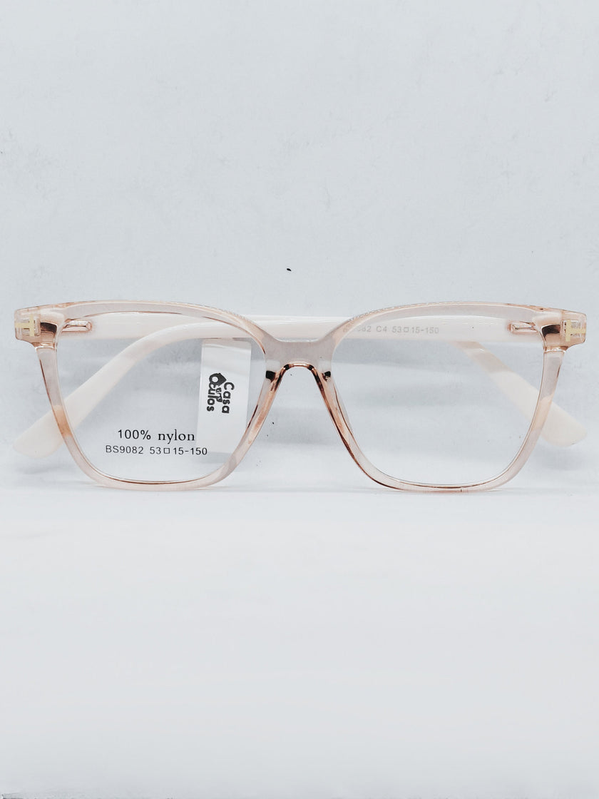 Armação BS9082 quadrada rosé translúcida - frente