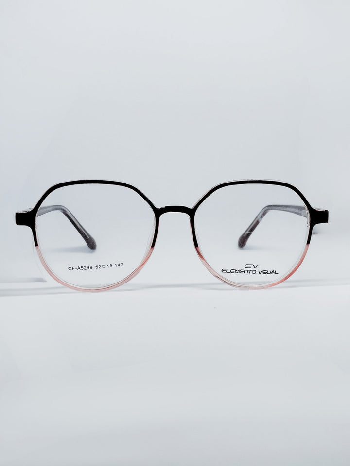 Óculos de Grau Elemento Visual CF-A5299 Redondo Preto e Rosé — frente