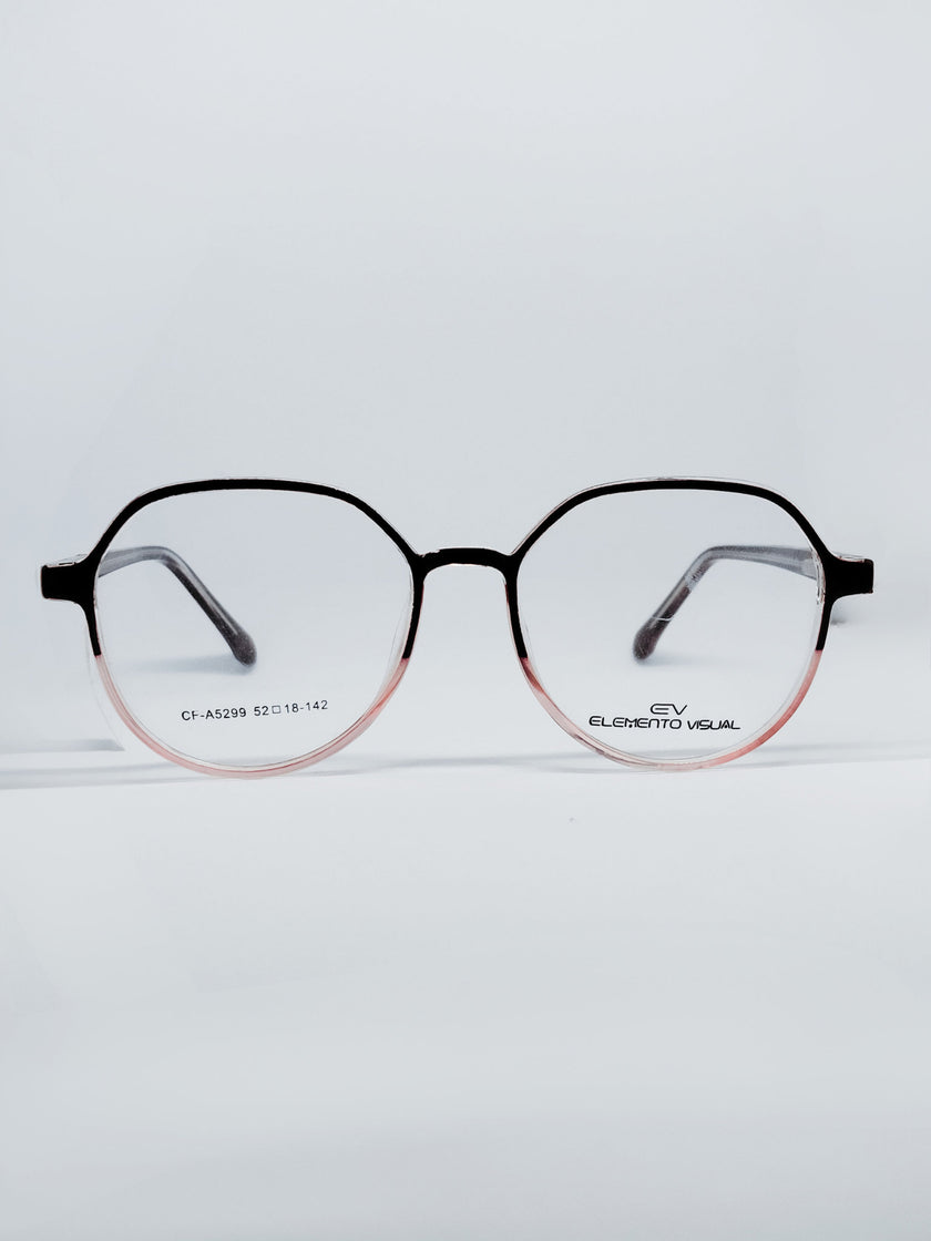Óculos de Grau Elemento Visual CF-A5299 Redondo Preto e Rosé — frente