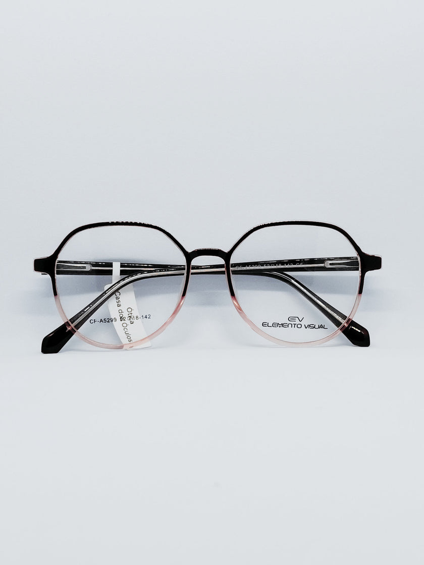 Óculos de Grau Elemento Visual CF-A5299 Redondo Preto e Rosé — folded