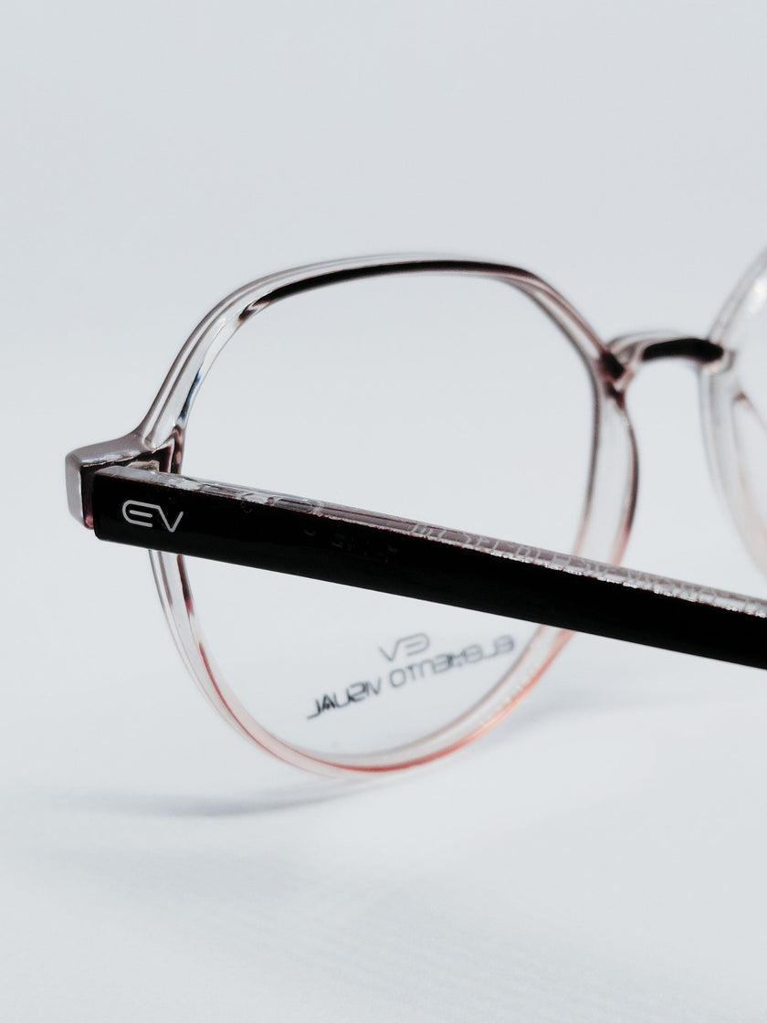 Óculos de Grau Elemento Visual CF-A5299 Redondo Preto e Rosé — haste