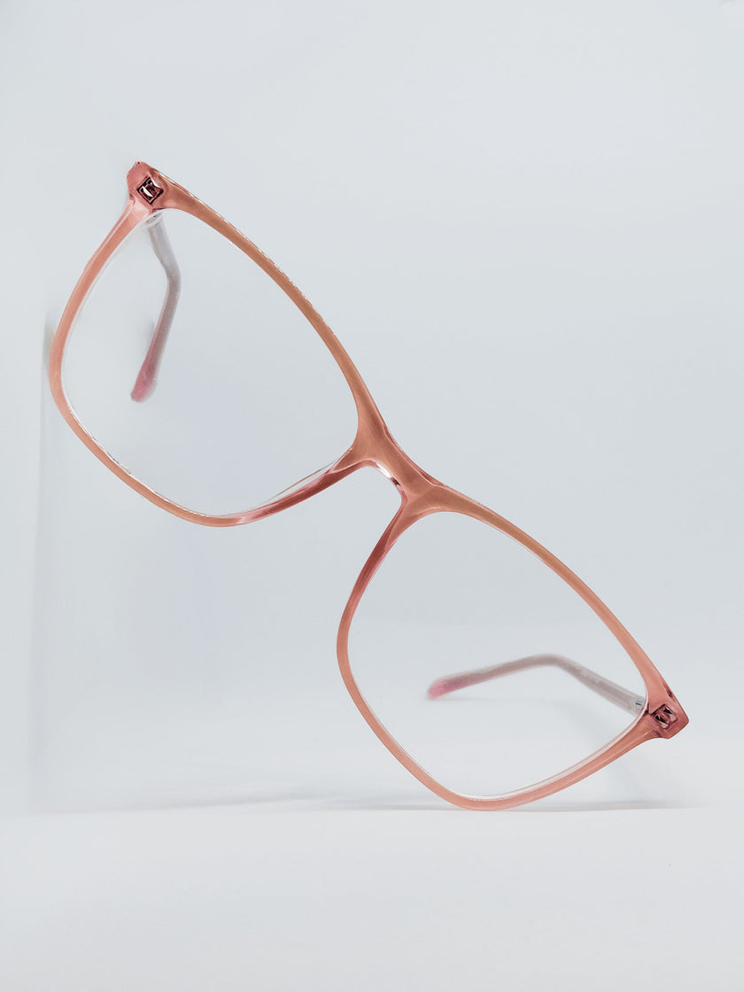 Armação Feminina DT9032 Retangular Rosé Translúcido
