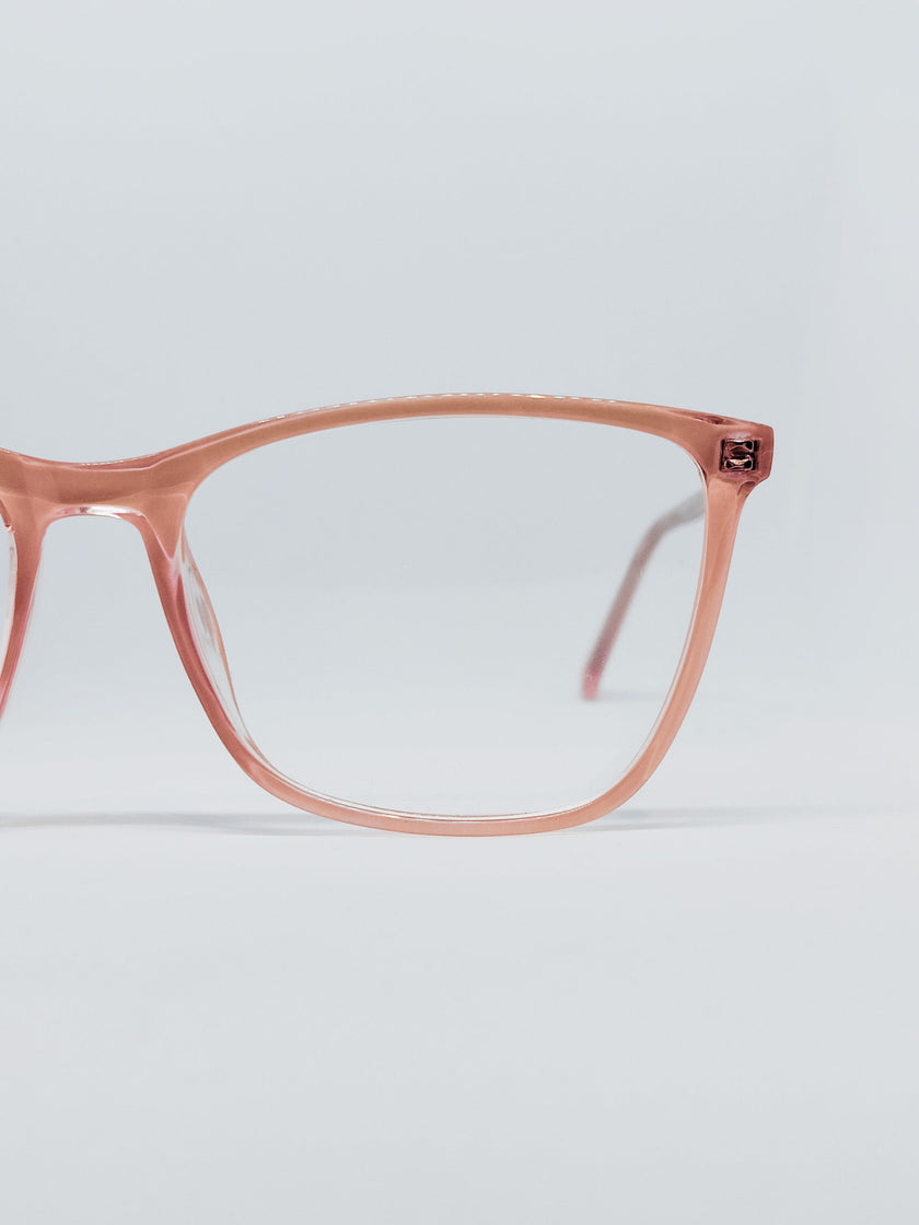 Armação Feminina DT9032 Retangular Rosé Translúcido