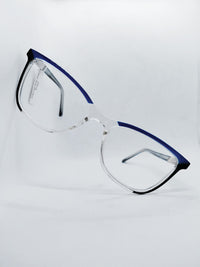 Óculos de Grau 0633363 Retangular Azul e Cristal
