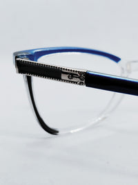 Óculos de Grau 0633363 Retangular Azul e Cristal