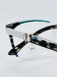 Armação Feminina 15633337 quadrada cristal e azul - detalhe da haste