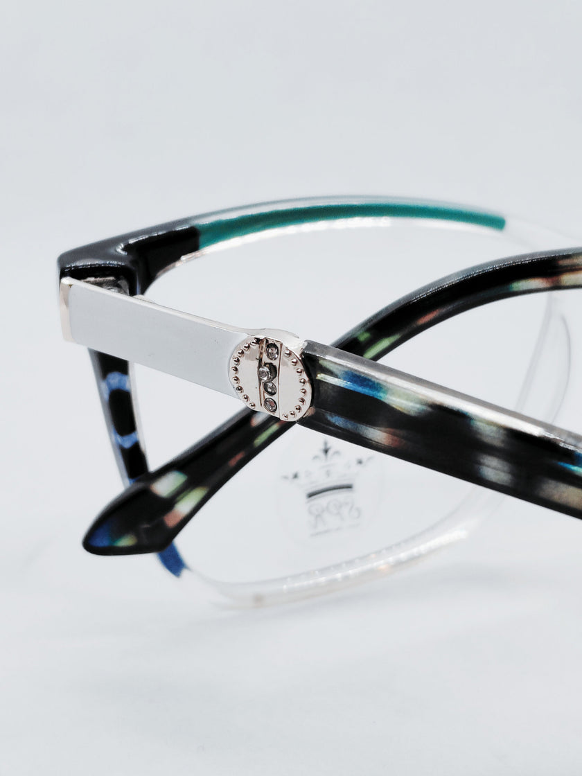 Armação Feminina 15633337 quadrada cristal e azul - detalhe da haste