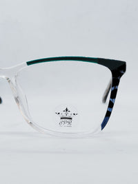 Armação Feminina 15633337 quadrada cristal e azul - frente com hastes