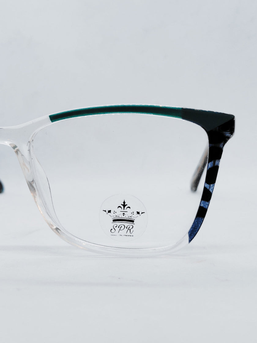 Armação Feminina 15633337 quadrada cristal e azul - frente com hastes