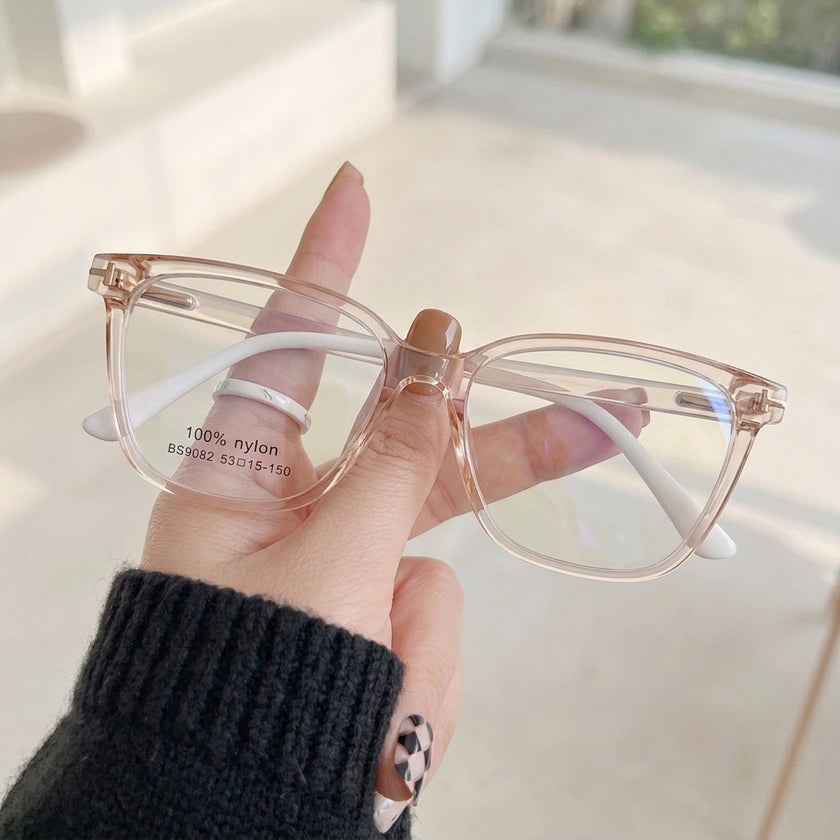 Armação Feminina BS9082 Quadrada Rosé Translúcida - na mão