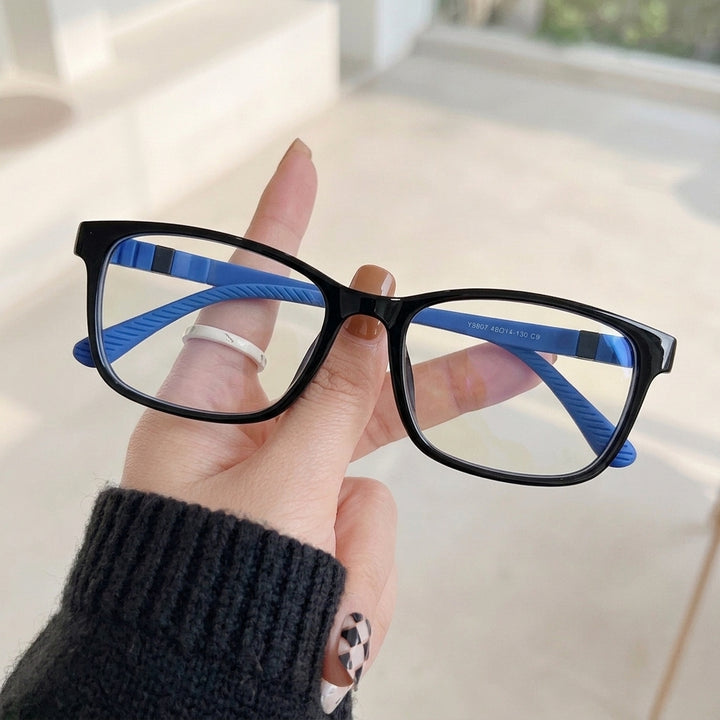 Armação Infantil Y8807 Retangular Preto e Azul - na mão
