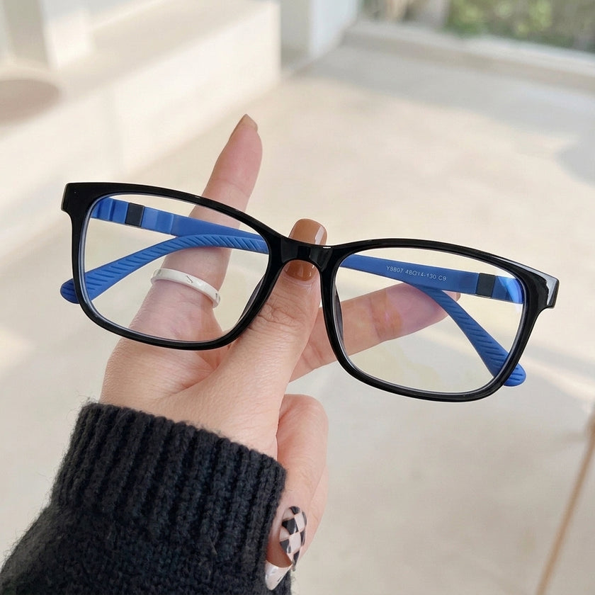 Armação Infantil Y8807 Retangular Preto e Azul - na mão