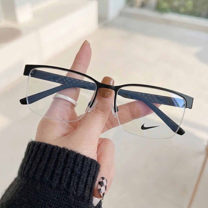 Armação Masculina Nike 8184 Meio Aro (fio de nylon) Preto e Cinza - na mão
