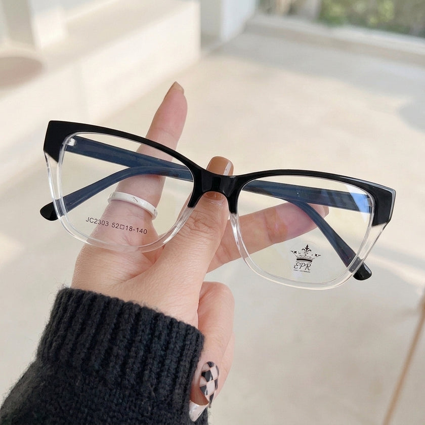 Óculos de Grau JC2303 Gatinho Degradê Preto e Cristal - na mão