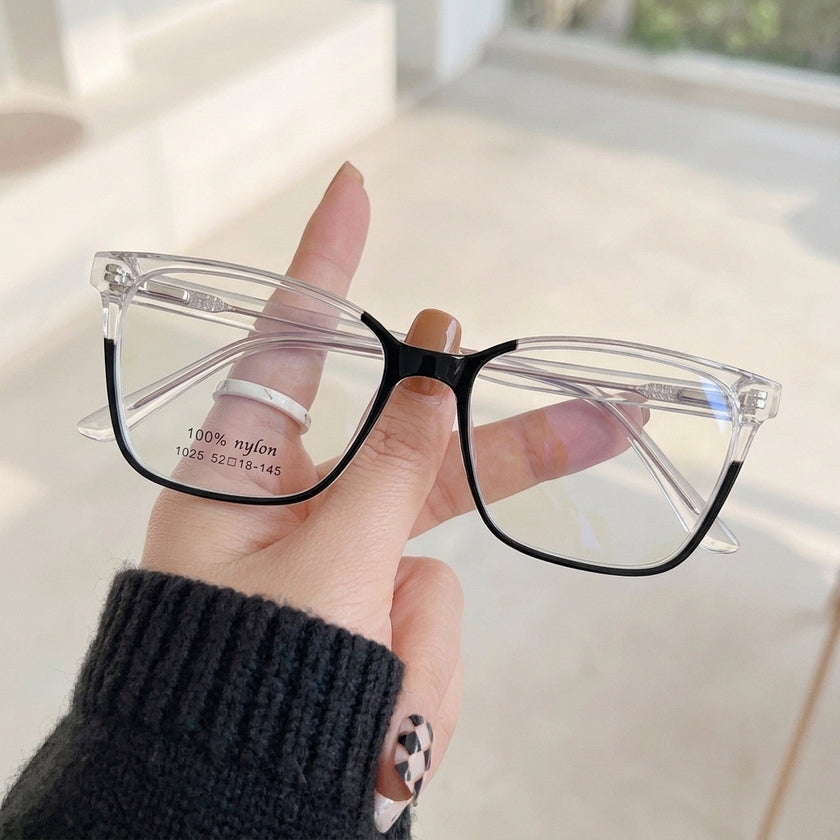 Óculos de Grau WJ1025 Retangular Cristal e Preto - na mão