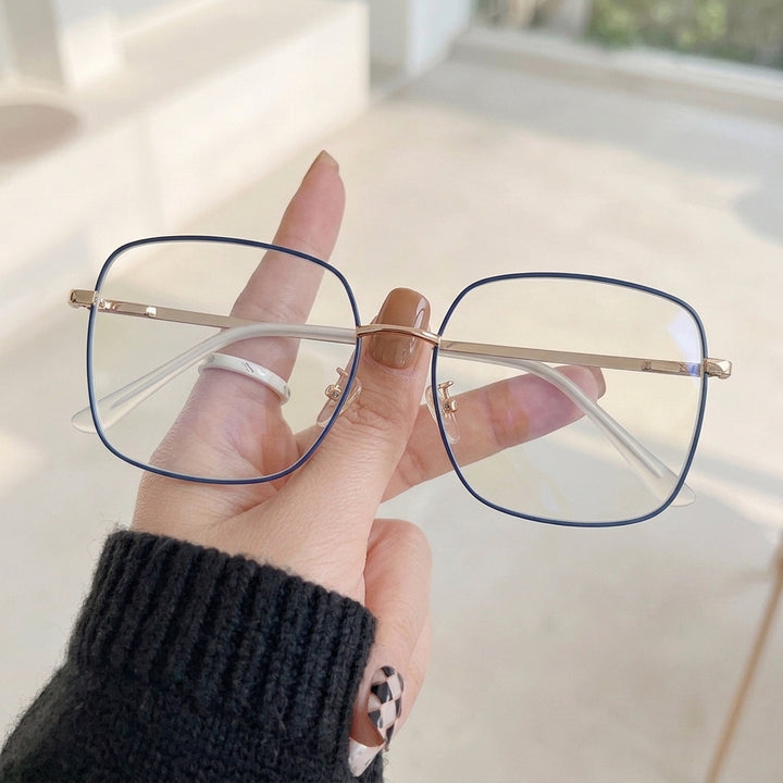 Óculos de Grau WZ 8005 Quadrado Azul Metal - na mão