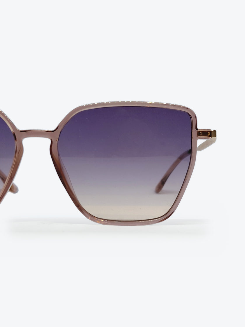 Óculos de Sol Lacoste L6062S Geométrico ou Sextavado Rosé Translúcido e Dourado - foto 3