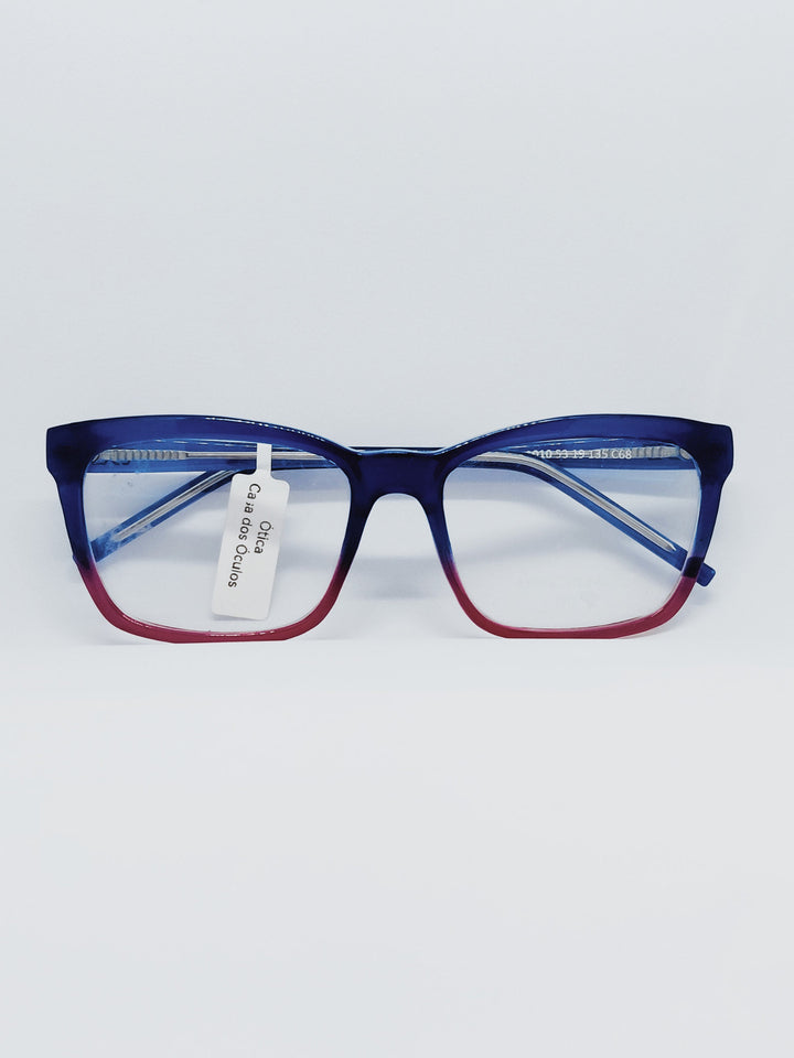 Óculos de Grau 1010 Quadrado Degradê Azul e Rosa — ângulo