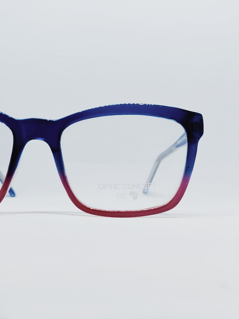 Óculos de Grau 1010 Quadrado Degradê Azul e Rosa — frente