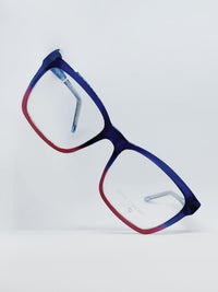 Óculos de Grau 1010 Quadrado Degradê Azul e Rosa — três quartos