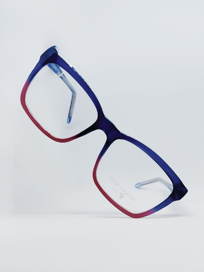 Óculos de Grau 1010 Quadrado Degradê Azul e Rosa — três quartos