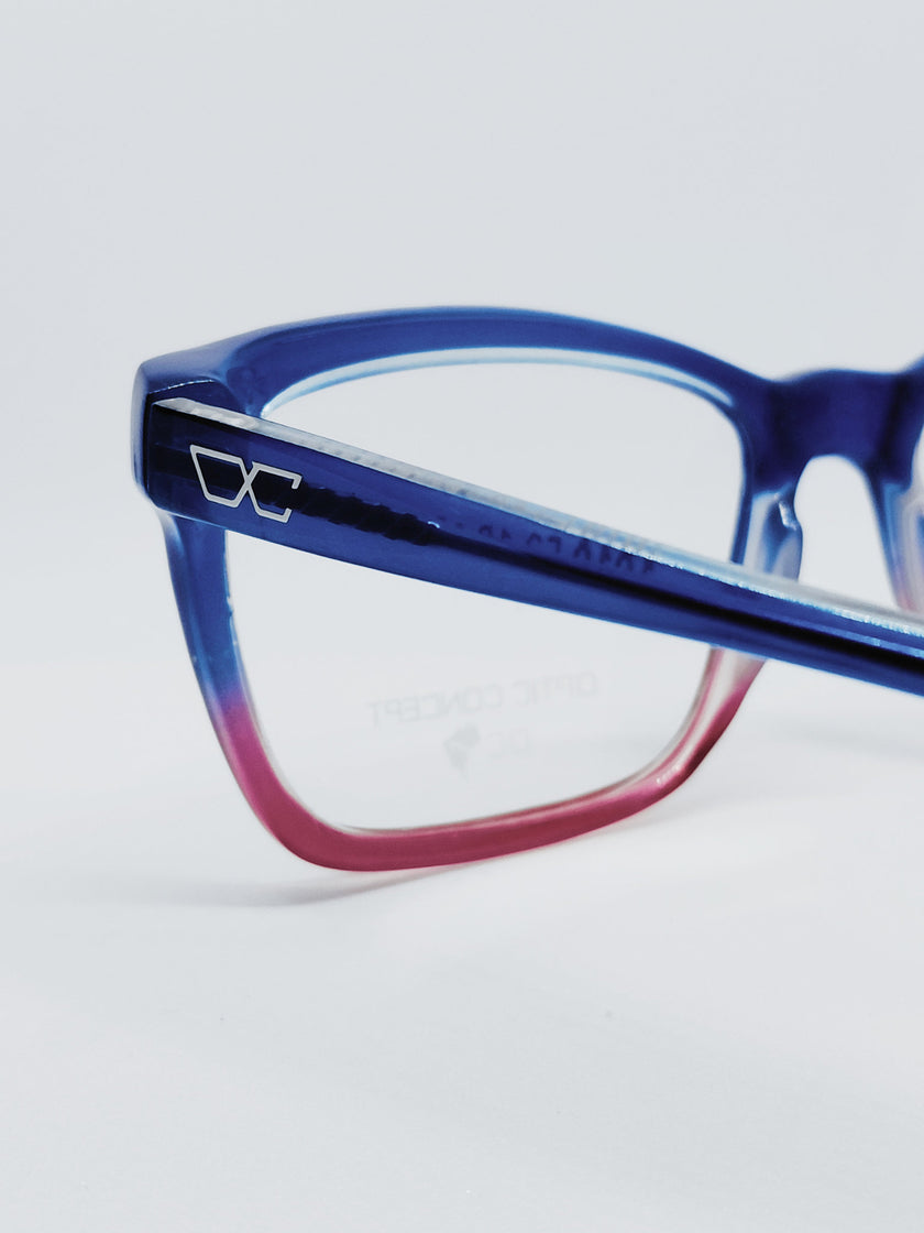 Óculos de Grau 1010 Quadrado Degradê Azul e Rosa — haste
