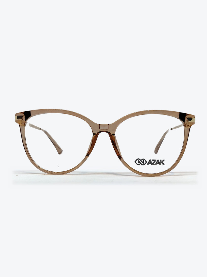 Armação Feminina AZAK JZ4139 C4 Gatinho Marrom Claro e Dourado com Clip-on - foto 2