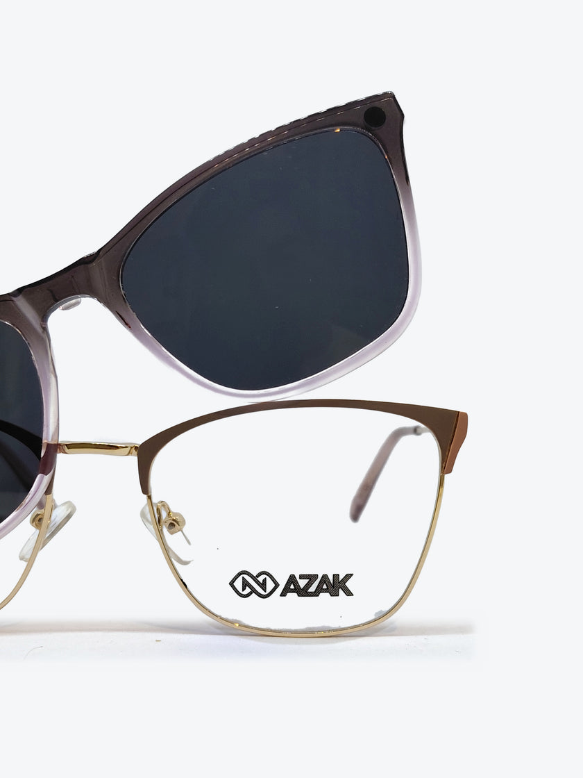 Armação Feminina AZAK SZ4305 C1 Gatinho Dourado, Bege e Rosa com Clip-on - foto 9