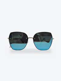 Óculos de Sol ZL1622 Geométrico ou Sextavado Preto, Dourado e Azul - foto 2