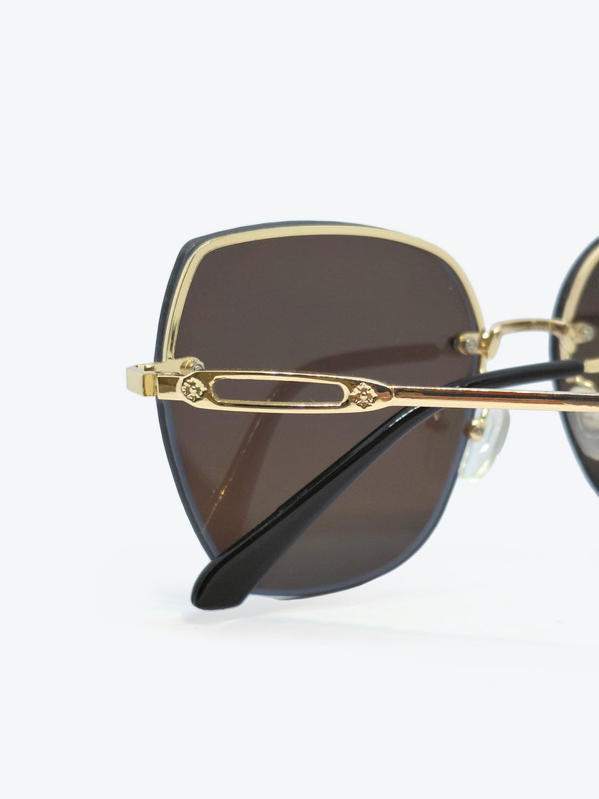 Óculos de Sol ZL1622 Geométrico ou Sextavado Preto, Dourado e Azul - foto 4