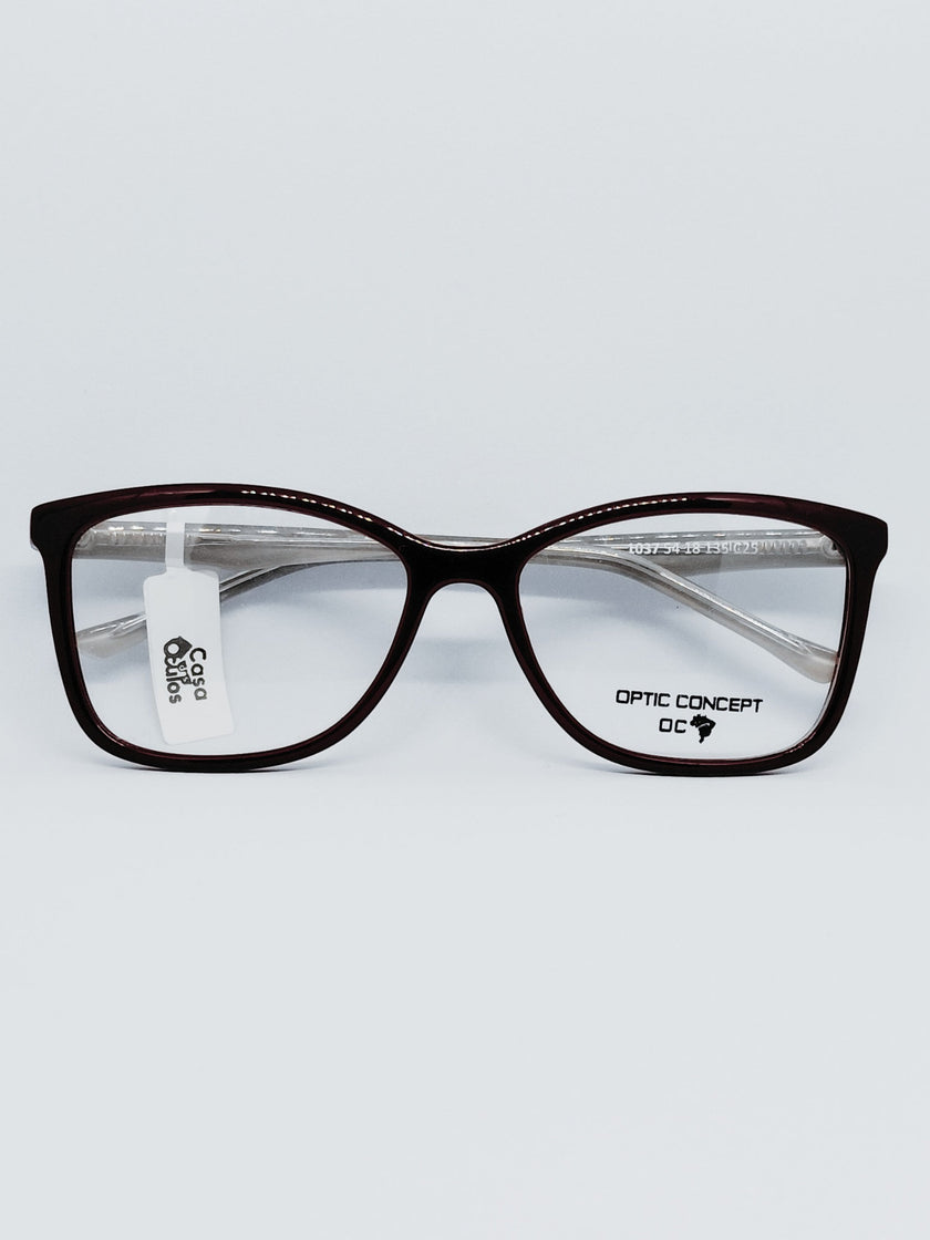 Óculos Optic Concept 1037 vinho - frente detalhe