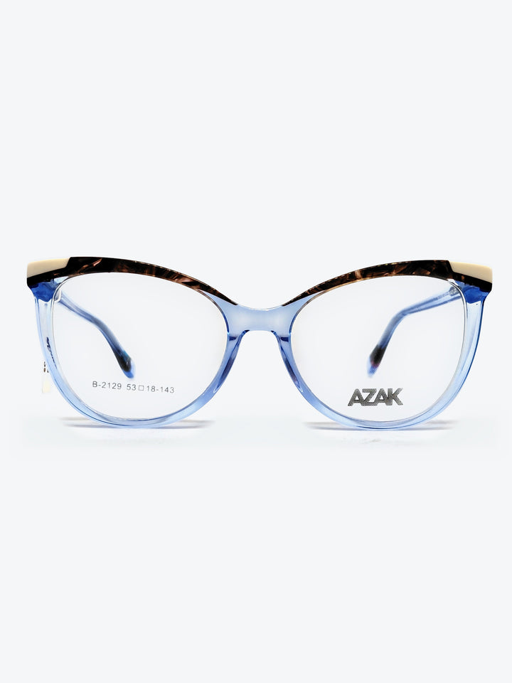 Armação Feminina AZAK B-2129 Gatinho Azul Translúcido e Tartaruga - foto 1