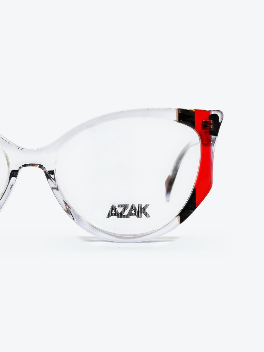 Armação Feminina AZAK B-2133 Gatinho Cinza Translúcido e Vermelho - foto 3