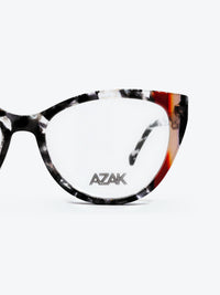 Armação Feminina AZAK B-2136 Gatinho Tartaruga Preto e Branco com Vermelho - foto 3