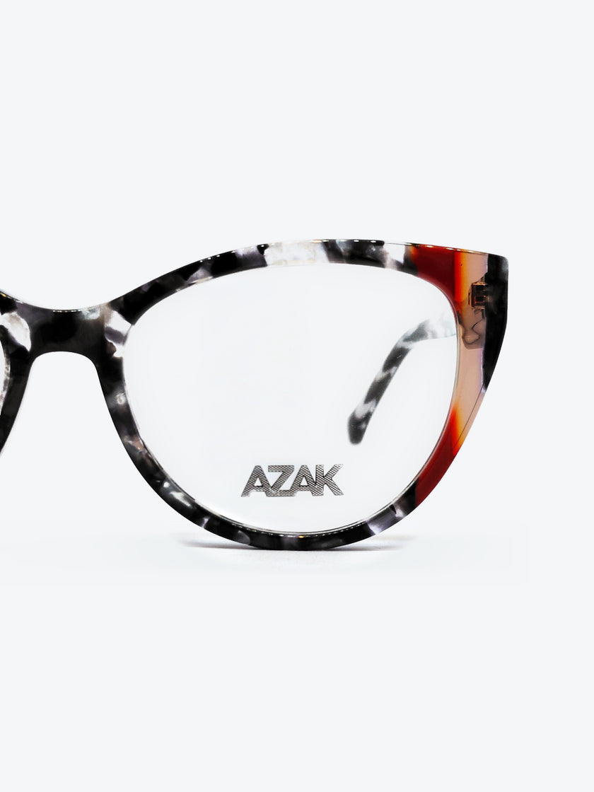 Armação Feminina AZAK B-2136 Gatinho Tartaruga Preto e Branco com Vermelho - foto 3