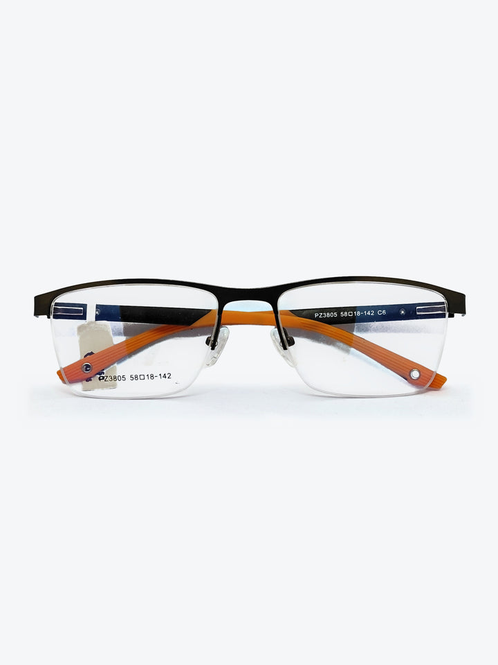 Armação Masculina PZ3805 Meio Aro (fio de nylon) Preto e Laranja - foto 1
