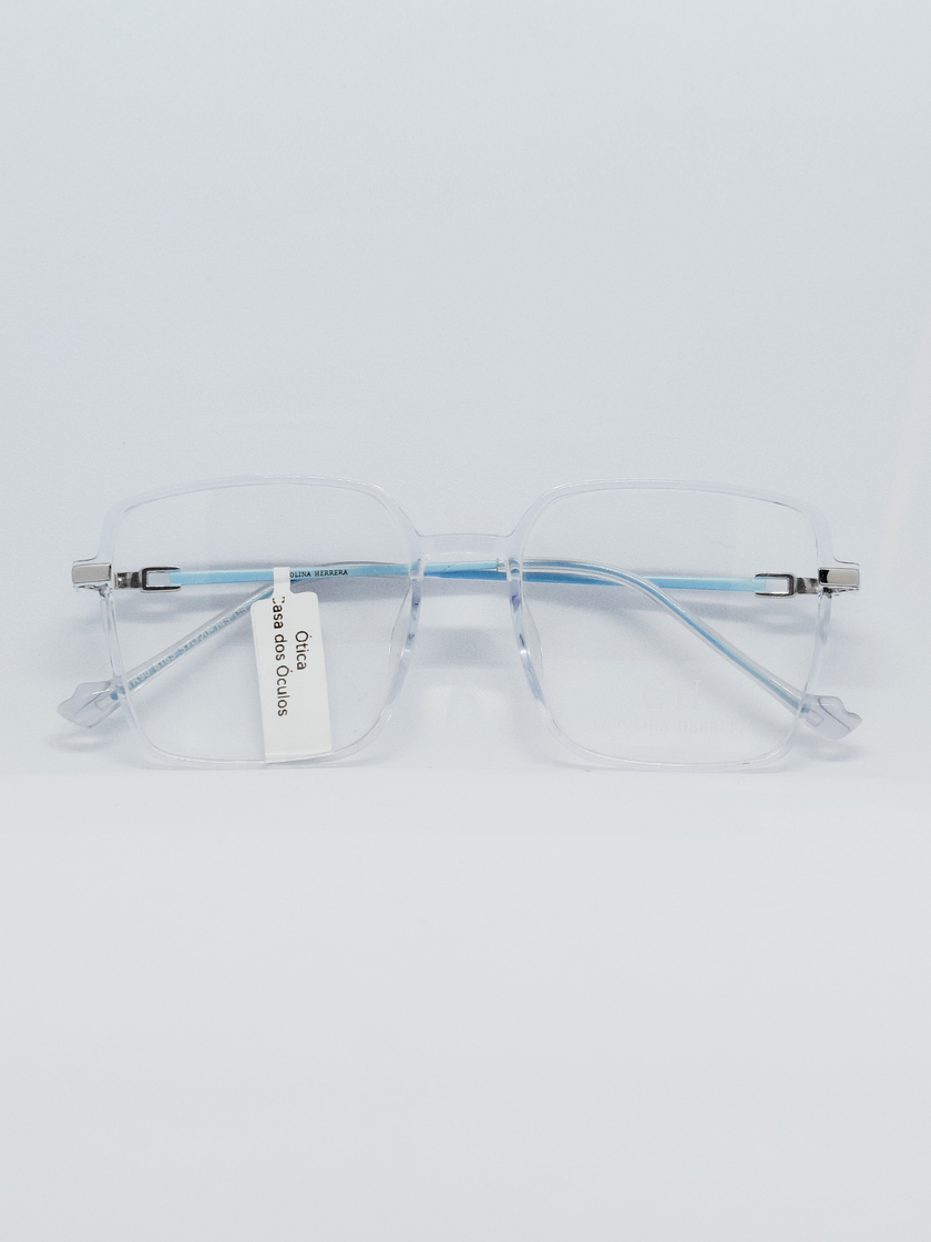 Armação TR90 8165 Quadrada Cristal e Azul - frente
