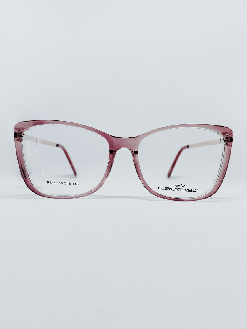 Armação Elemento Visual TR8236 Gatinho Rosé Translúcido