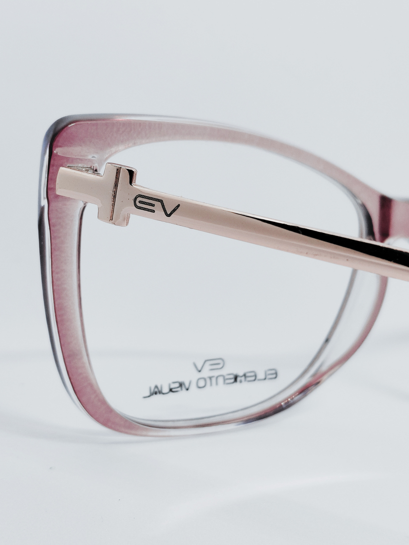 Armação Elemento Visual TR8236 Gatinho Rosé Translúcido