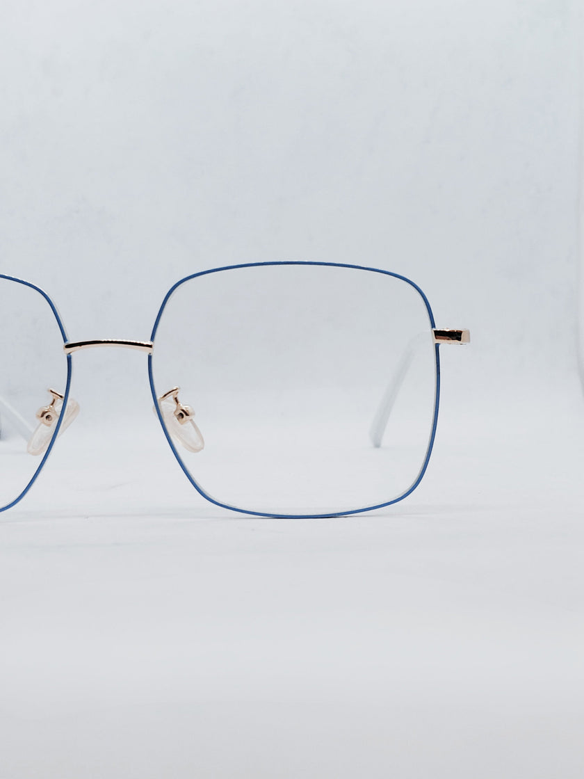 Óculos de Grau WZ 8005 Quadrado Azul Metal