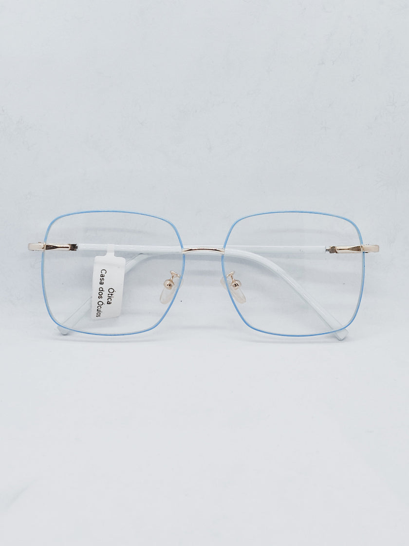 Óculos de Grau WZ 8005 Quadrado Azul Metal