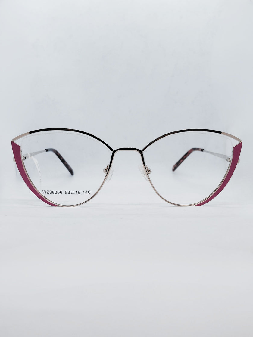 Armação Feminina WZ88006 gatinha prata e rosa - frente