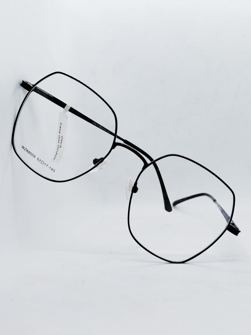 Óculos de Grau WZ88009 Geométrico Preto Metal