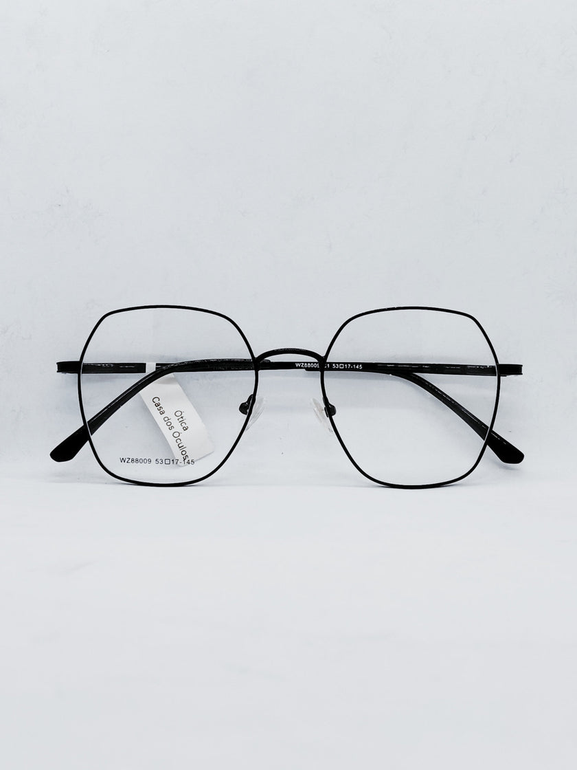 Óculos de Grau WZ88009 Geométrico Preto Metal