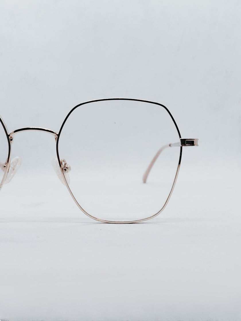 Óculos de Grau WZ88009 Geométrico Rosé Metal